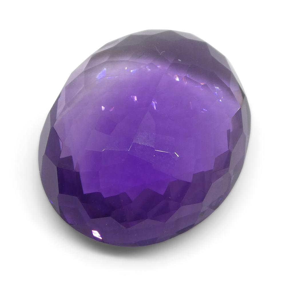 19.04 ct Brazilian Purple Oval Checkerboard Amethyst from SkyJems, premium unheated quartz gemstone with brilliant cut