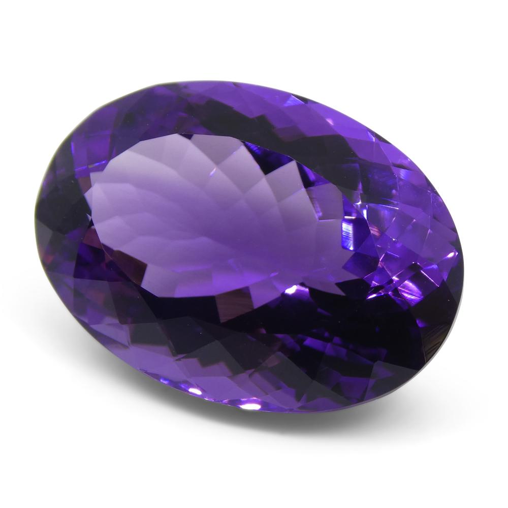 SkyJems 19.79 ct Brazilian Purple Oval Amethyst, lustrous Modified Brilliant cut gemstone from premier Canadian gem collectio