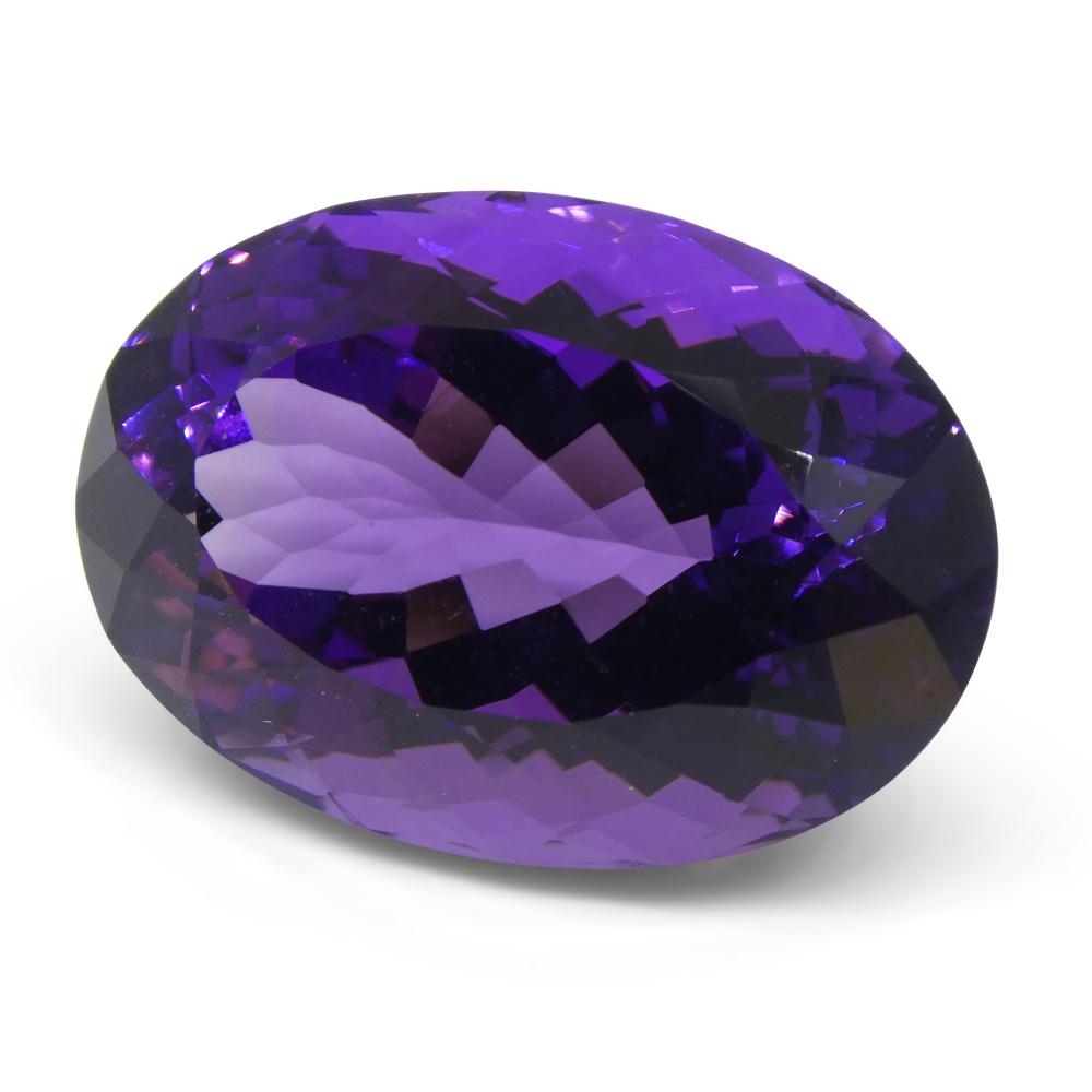 Large 21.69 ct purple Brazilian Amethyst oval gemstone from SkyJems, unheated Modified Brilliant cut with rich color and exce