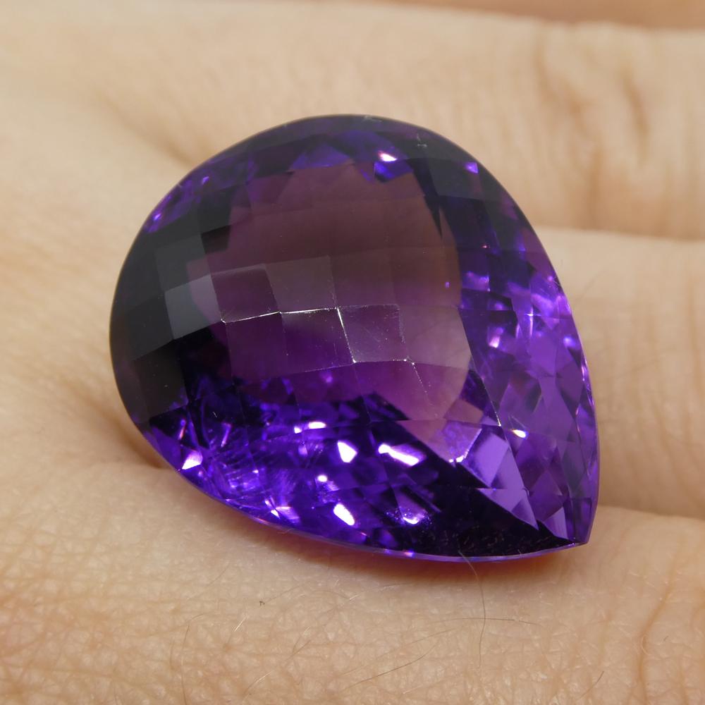 30.9 ct Pear Checkerboard Amethyst - Skyjems Wholesale Gemstones