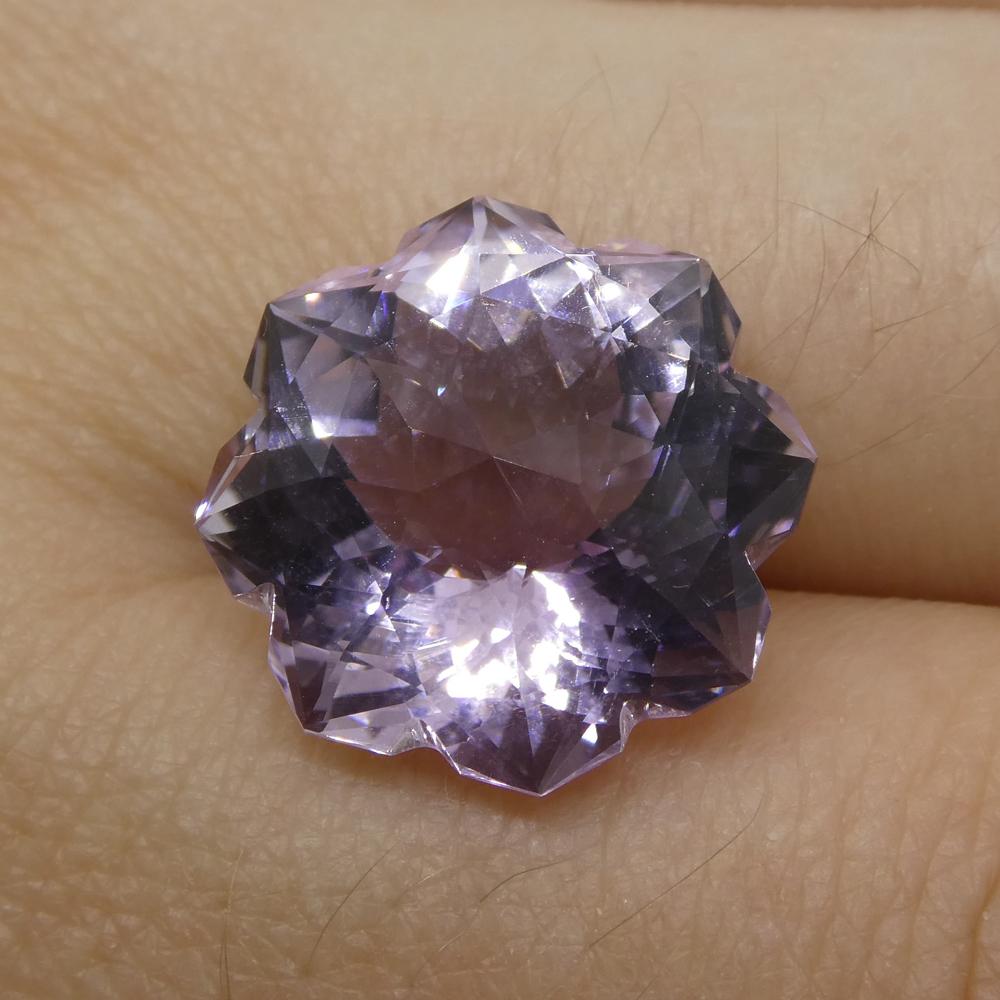 SkyJems 10.93ct Purple Brazilian Amethyst Flower Fantasy Cut, rare gem with unique cushion-shaped design