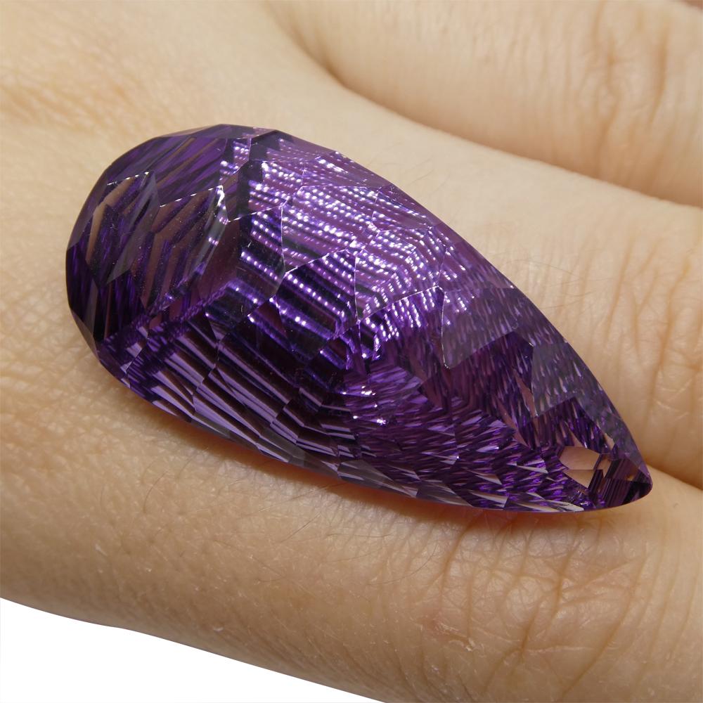 Large 38.75ct Brazilian Purple Pear Amethyst Fantasy Cut, rare gem from SkyJems Canadian gemstone collection