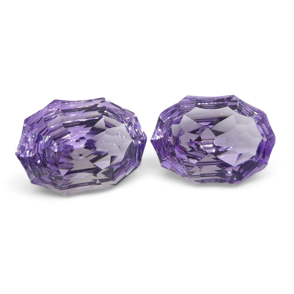 18.35ct Brazilian Purple Amethyst Oval Fantasy Cut Gemstone Pair from SkyJems Canadian Gem Specialists