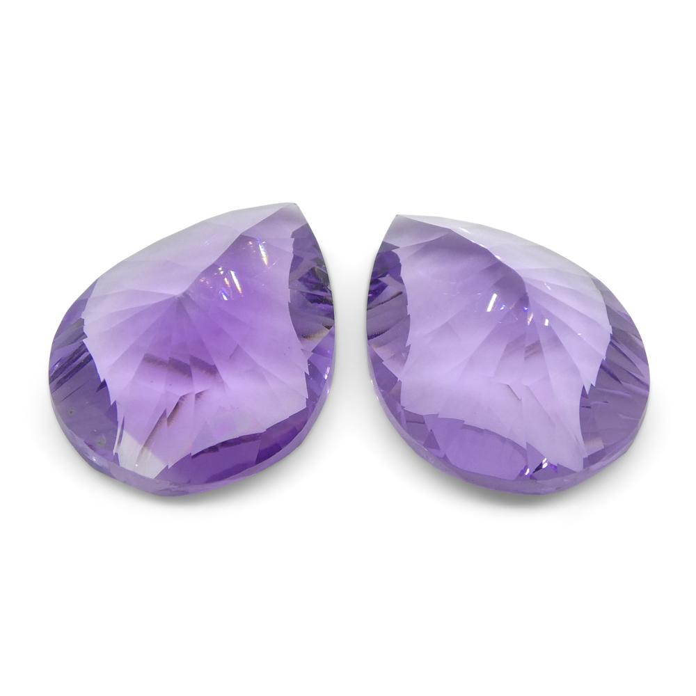 SkyJems 13.50ct Purple Pear Amethyst Fancy Cut Pair from Brazil, wholesale gemstone parcel for collectors