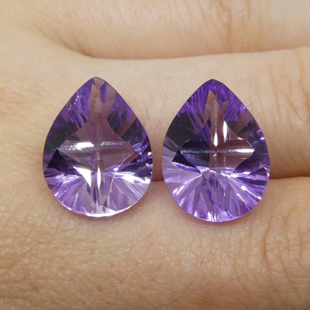 SkyJems 13.50ct Purple Pear Amethyst Fancy Cut Pair from Brazil, wholesale gemstone parcel for collectors