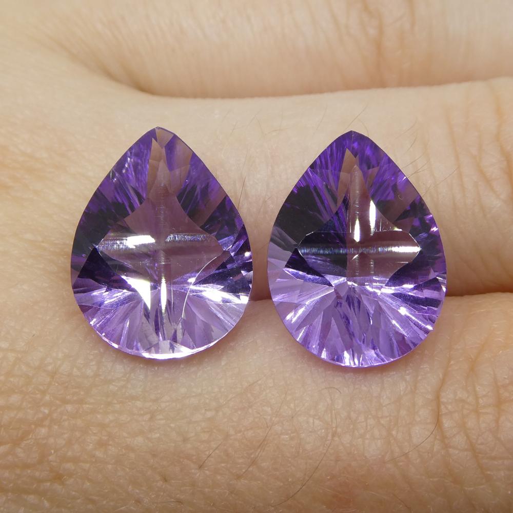 13.50ct Pear Amethyst Fantasy/Fancy Cut Pair - Skyjems Wholesale Gemstones