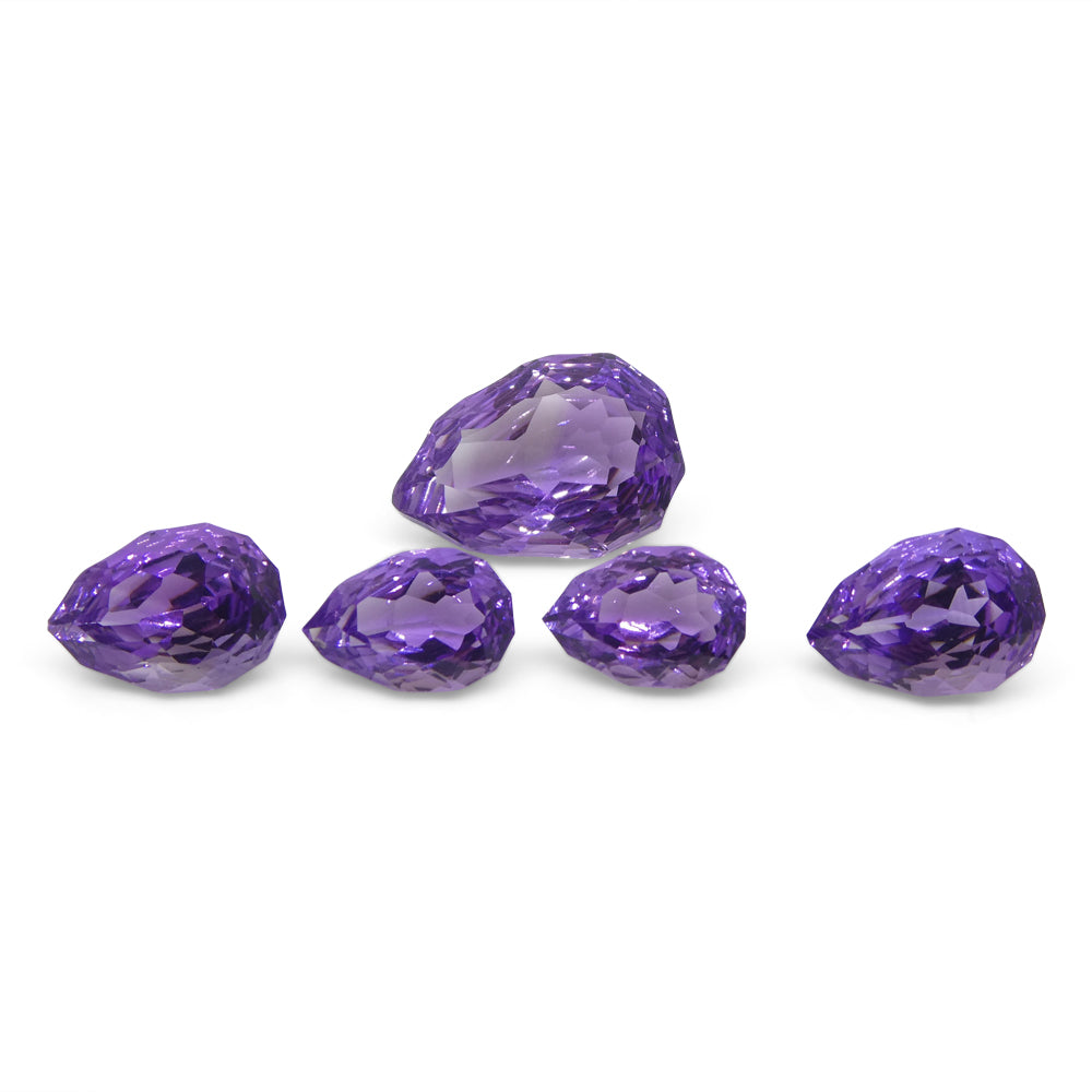 11ct Pear Amethyst 'Hypatia' Fantasy/Fancy Cut Set - Skyjems Wholesale Gemstones