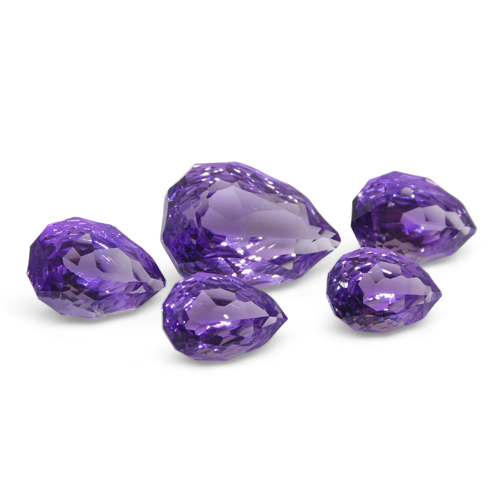 11ct Pear Amethyst 'Hypatia' Fantasy/Fancy Cut Set - Skyjems Wholesale Gemstones