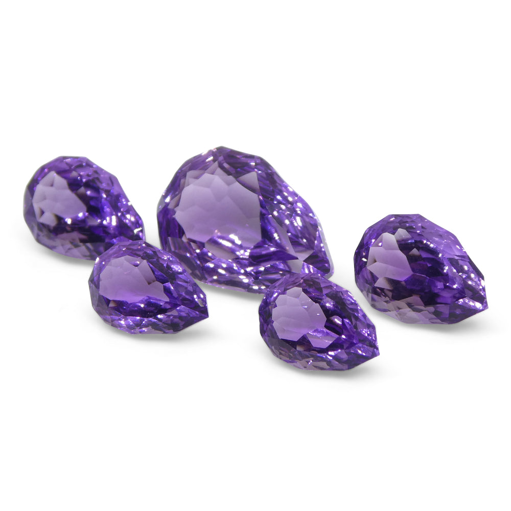 11ct Pear Amethyst 'Hypatia' Fantasy/Fancy Cut Set - Skyjems Wholesale Gemstones