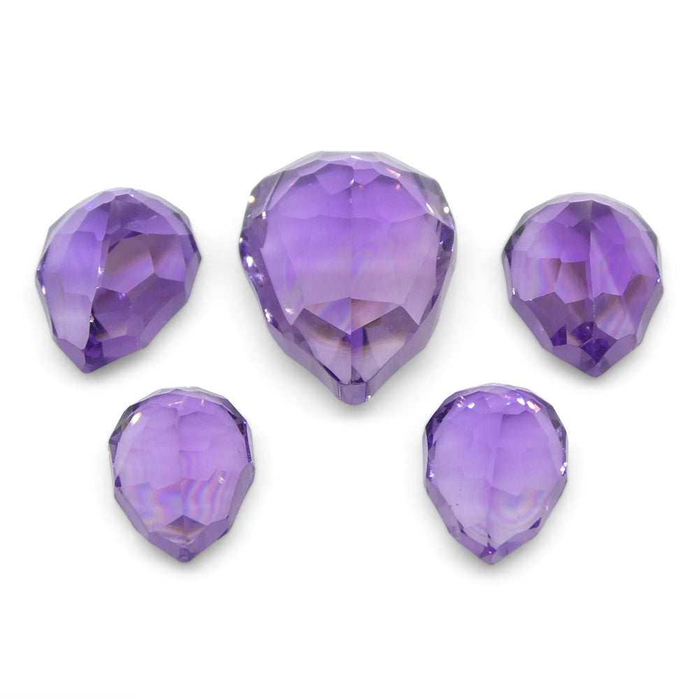 11ct Pear Amethyst 'Hypatia' Fantasy/Fancy Cut Set - Skyjems Wholesale Gemstones