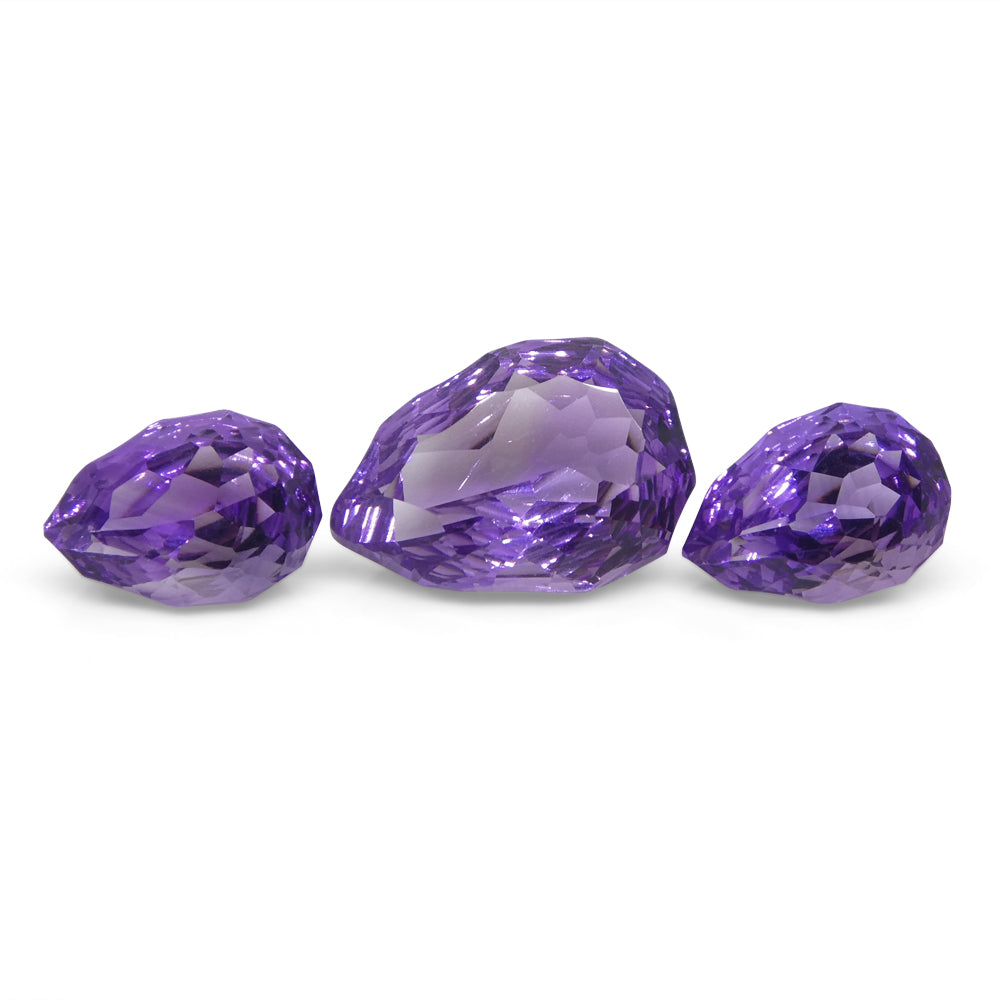 11ct Pear Amethyst 'Hypatia' Fantasy/Fancy Cut Set - Skyjems Wholesale Gemstones