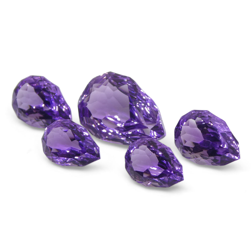 11ct Pear Amethyst 'Hypatia' Fantasy/Fancy Cut Set - Skyjems Wholesale Gemstones