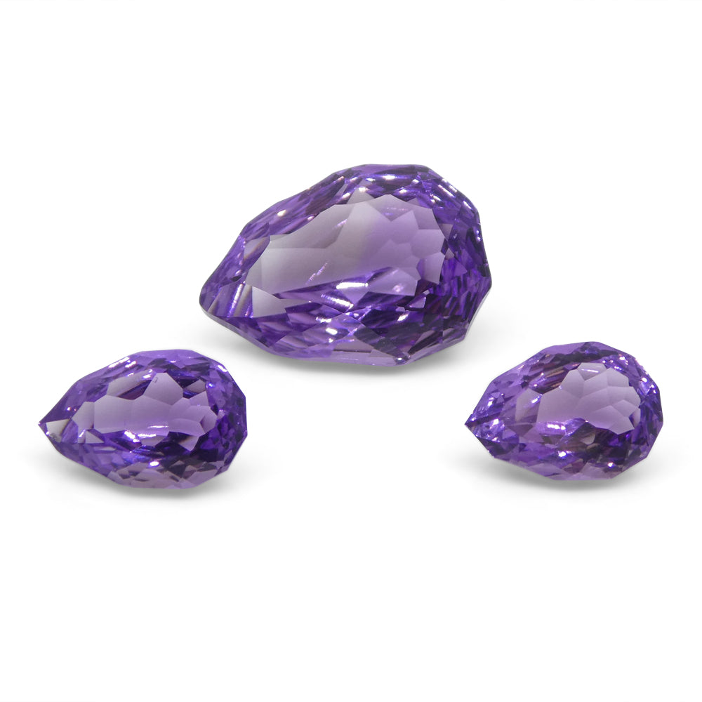 11ct Pear Amethyst 'Hypatia' Fantasy/Fancy Cut Set - Skyjems Wholesale Gemstones