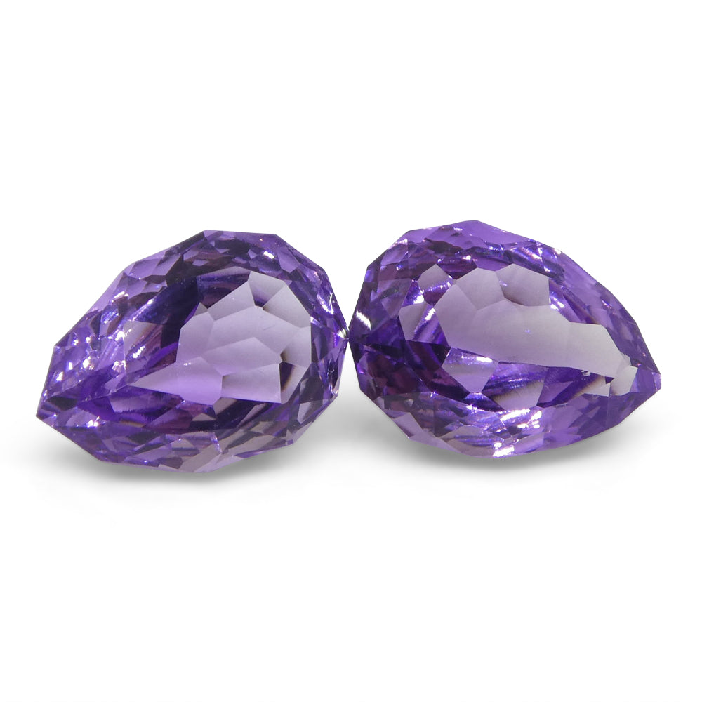 2.70ct Pear Amethyst 'Hypatia' Fantasy/Fancy Cut Pair - Skyjems Wholesale Gemstones