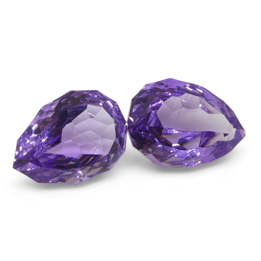 2.70ct Pear Amethyst 'Hypatia' Fantasy/Fancy Cut Pair - Skyjems Wholesale Gemstones