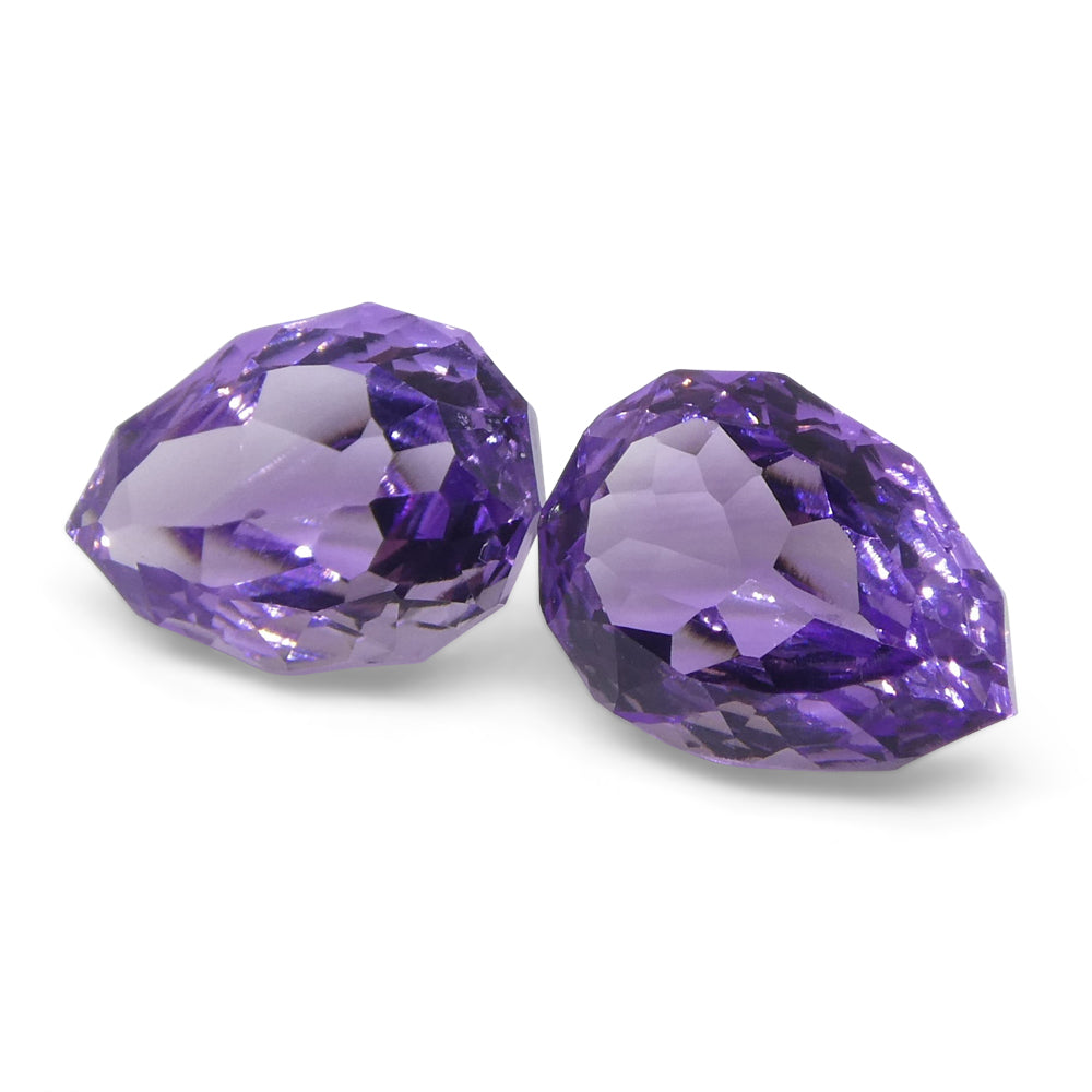 2.70ct Pear Amethyst 'Hypatia' Fantasy/Fancy Cut Pair - Skyjems Wholesale Gemstones