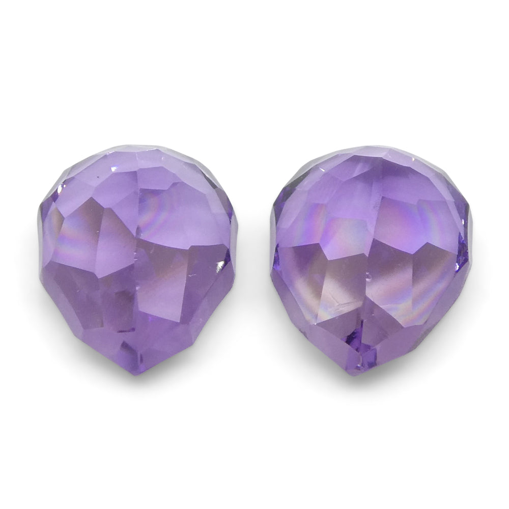 2.70ct Pear Amethyst 'Hypatia' Fantasy/Fancy Cut Pair - Skyjems Wholesale Gemstones