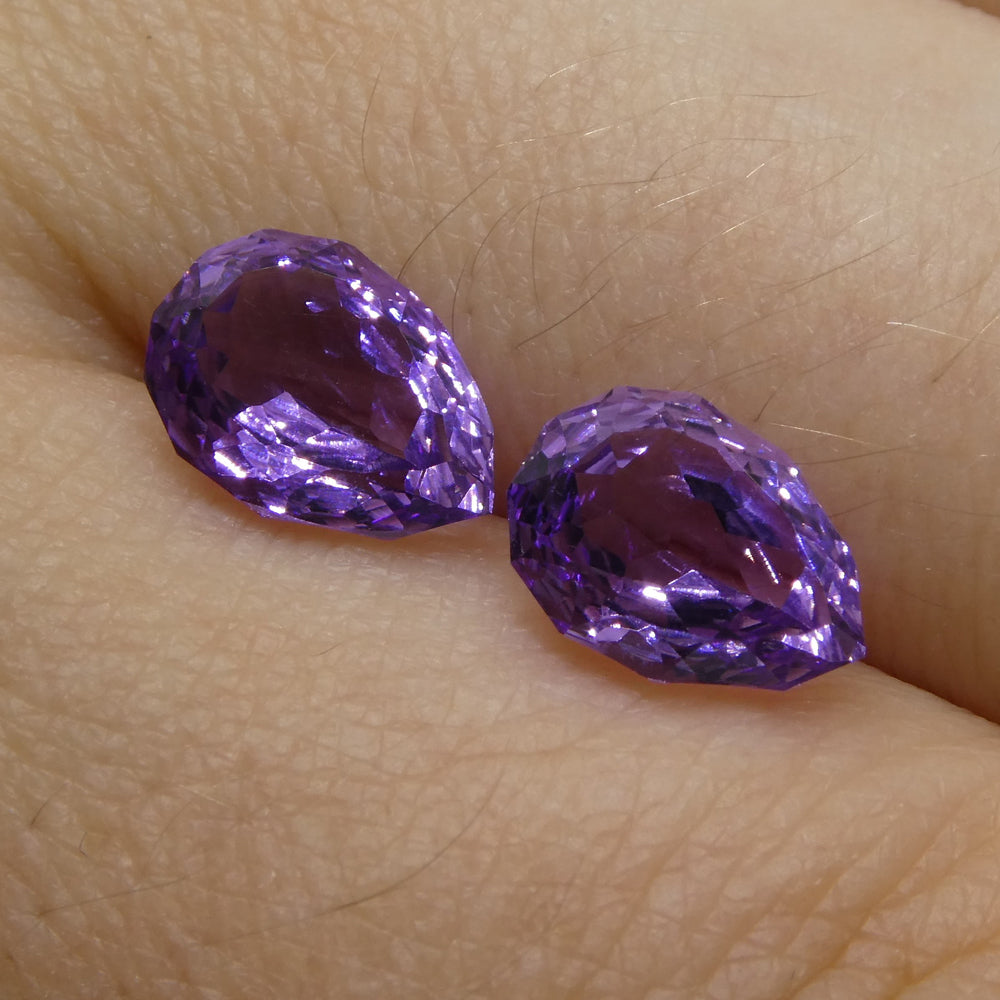 2.70ct Pear Amethyst 'Hypatia' Fantasy/Fancy Cut Pair - Skyjems Wholesale Gemstones