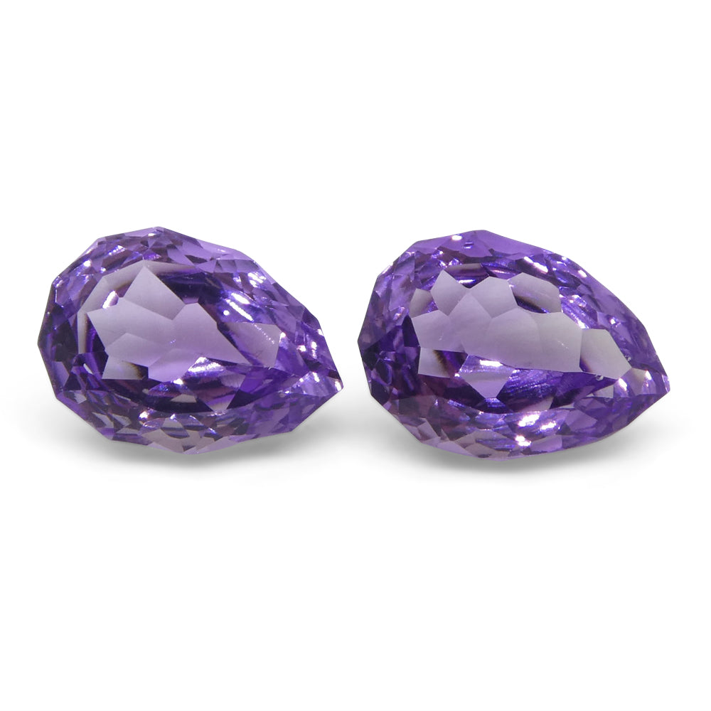 2.70ct Pear Amethyst 'Hypatia' Fantasy/Fancy Cut Pair - Skyjems Wholesale Gemstones