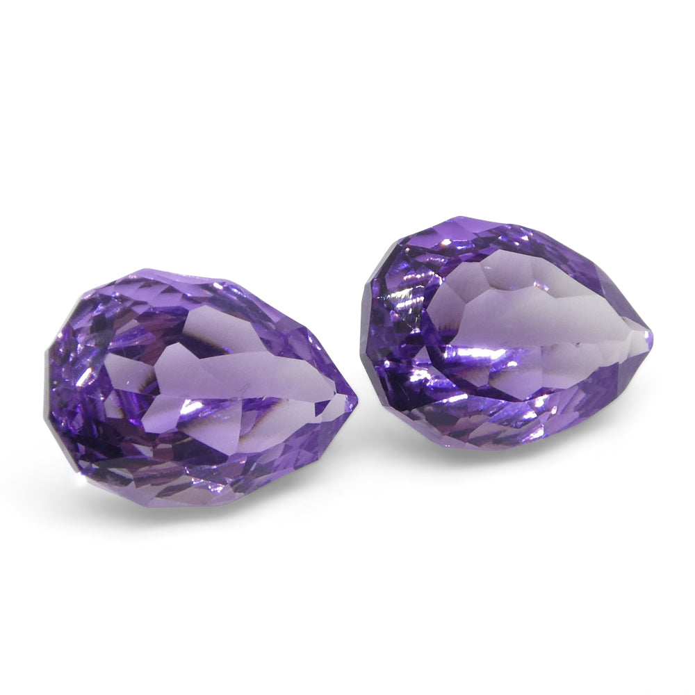 2.70ct Pear Amethyst 'Hypatia' Fantasy/Fancy Cut Pair - Skyjems Wholesale Gemstones