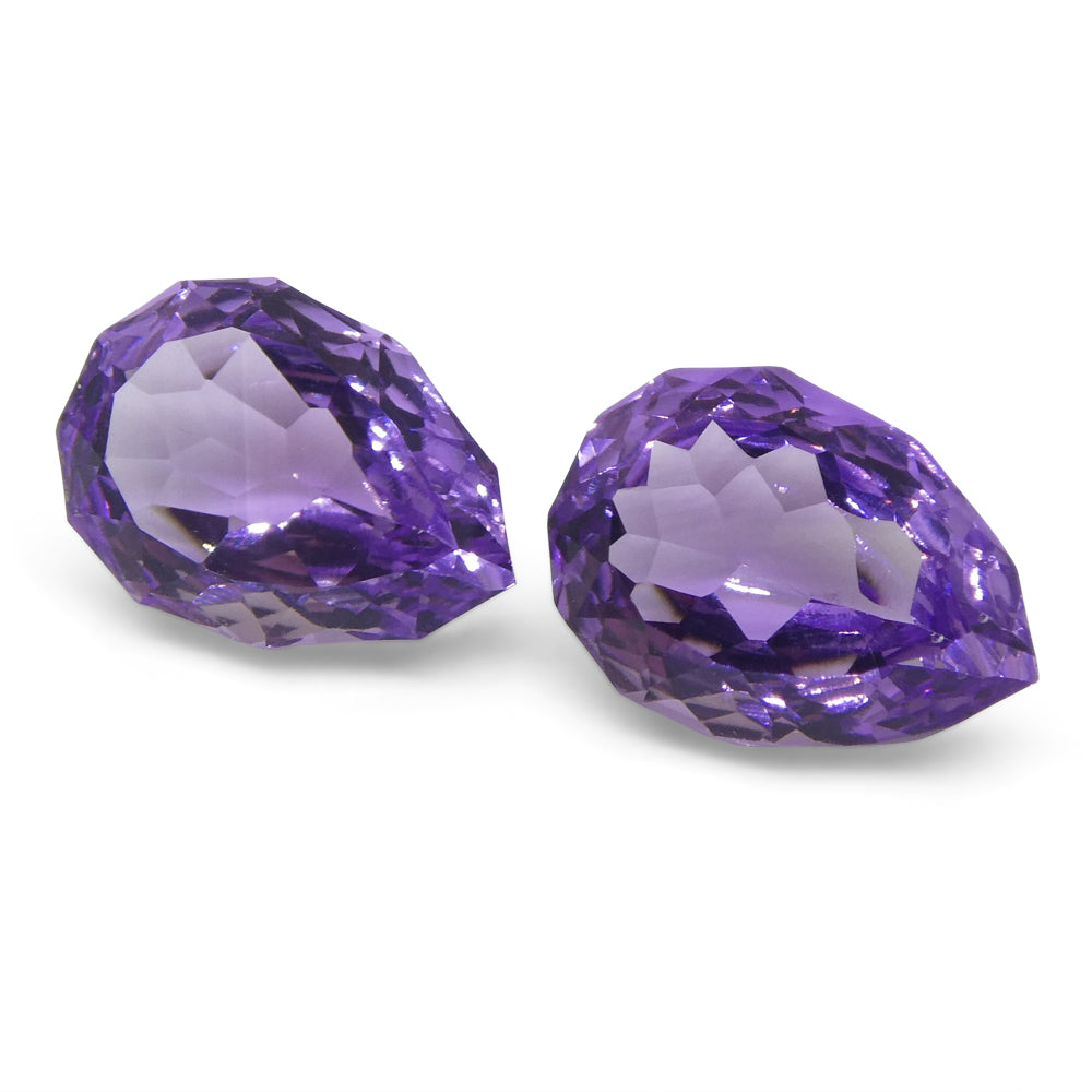 2.70ct Pear Amethyst 'Hypatia' Fantasy/Fancy Cut Pair - Skyjems Wholesale Gemstones