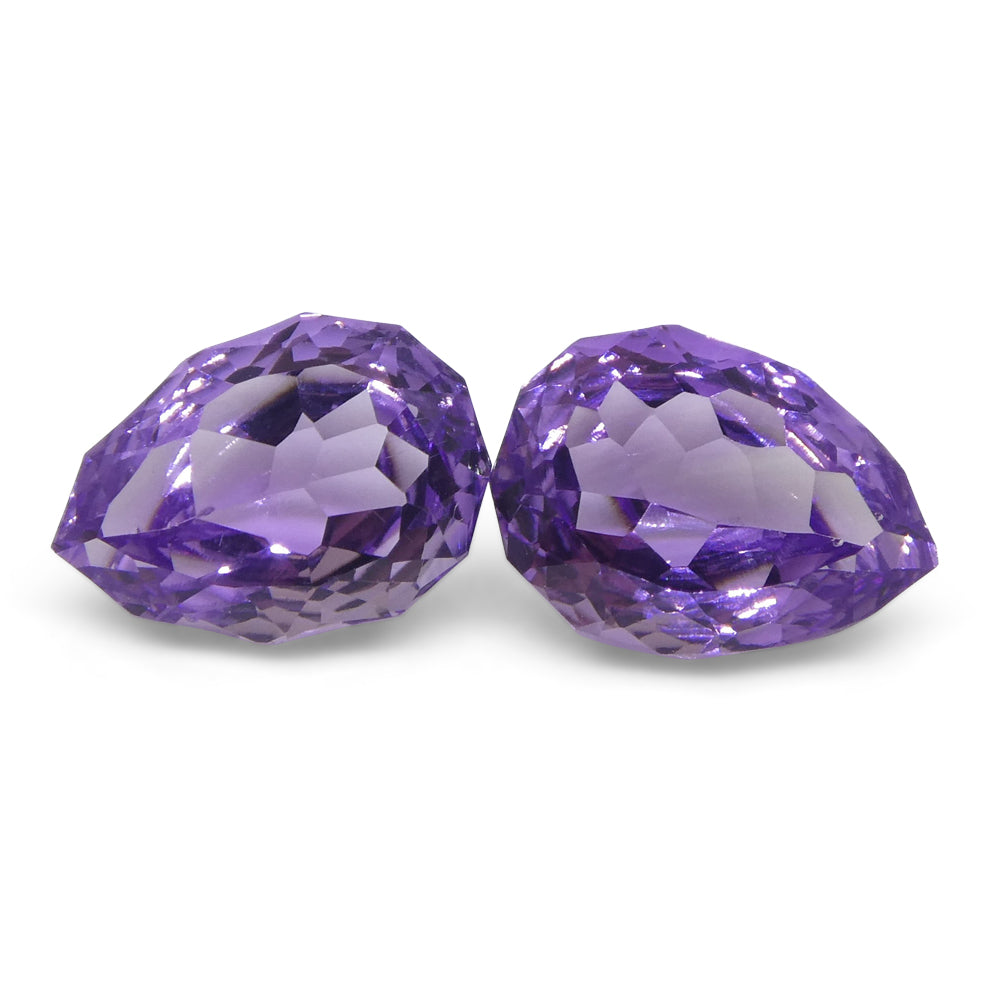 2.70ct Pear Amethyst 'Hypatia' Fantasy/Fancy Cut Pair - Skyjems Wholesale Gemstones