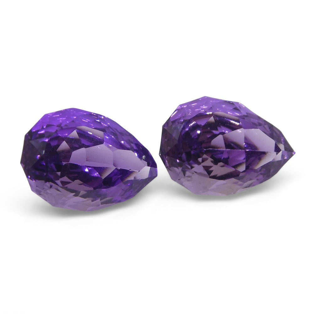 4.00ct Pear Amethyst 'Hypatia' Fantasy/Fancy Cut Pair - Skyjems Wholesale Gemstones