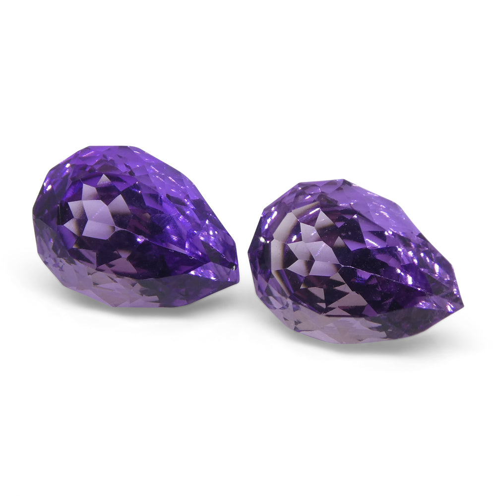 4.00ct Pear Amethyst 'Hypatia' Fantasy/Fancy Cut Pair - Skyjems Wholesale Gemstones