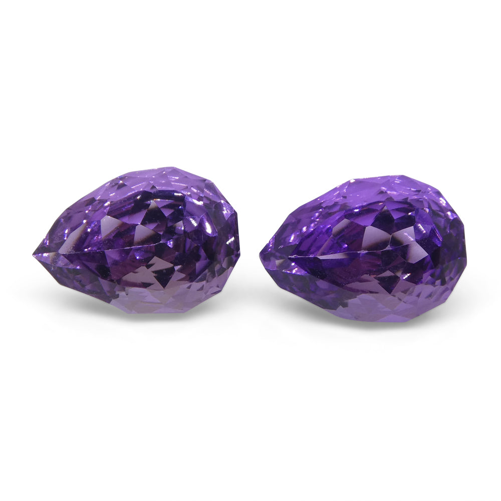 4.00ct Pear Amethyst 'Hypatia' Fantasy/Fancy Cut Pair - Skyjems Wholesale Gemstones