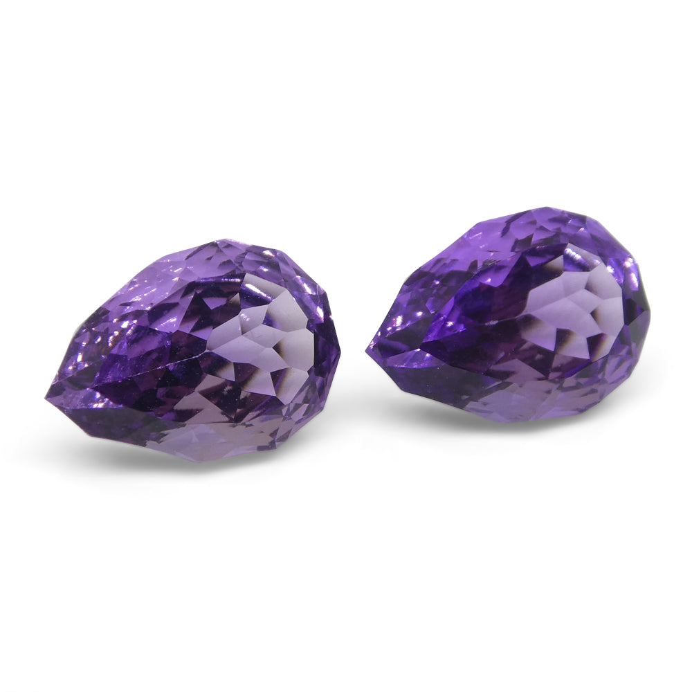 4.00ct Pear Amethyst 'Hypatia' Fantasy/Fancy Cut Pair - Skyjems Wholesale Gemstones