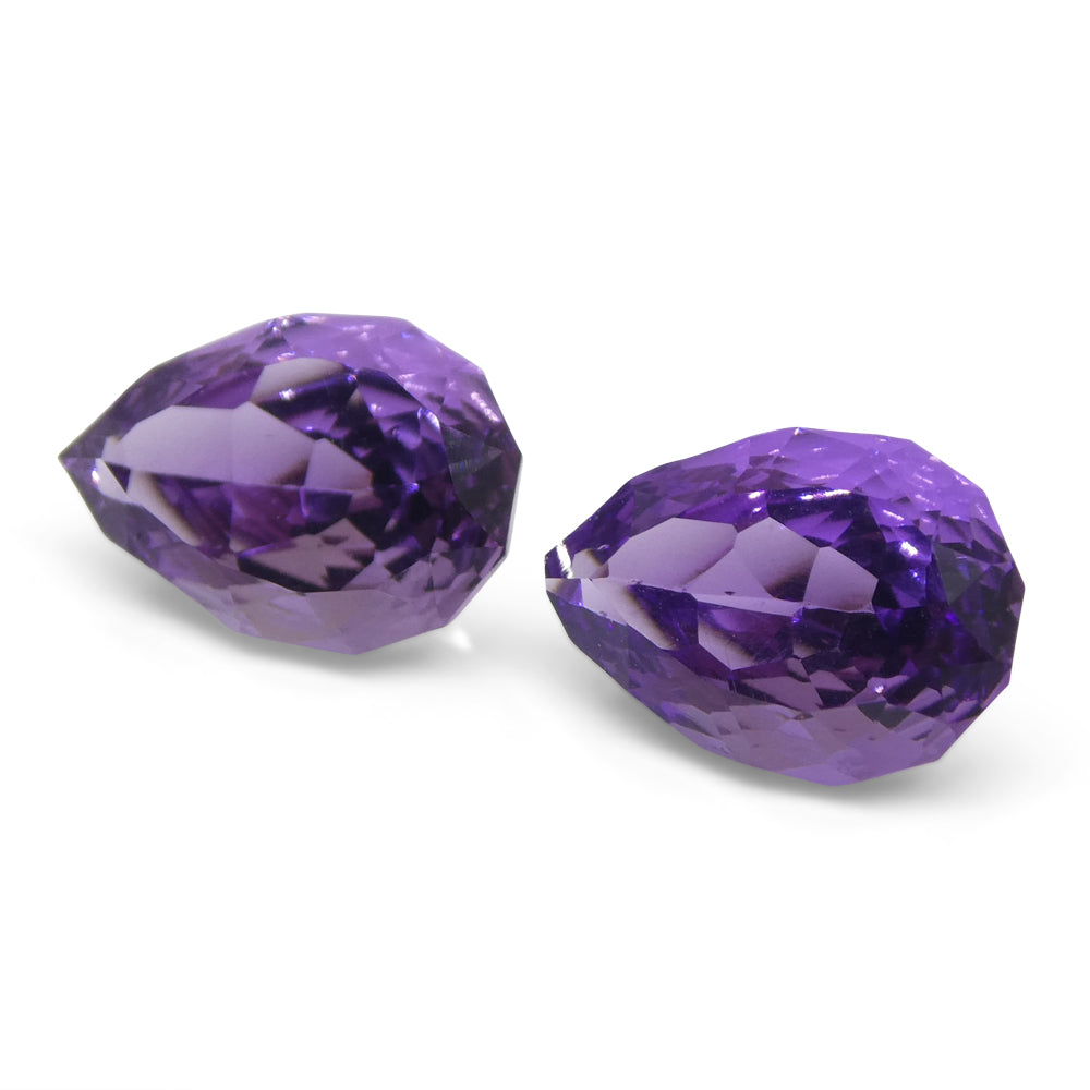 4.00ct Pear Amethyst 'Hypatia' Fantasy/Fancy Cut Pair - Skyjems Wholesale Gemstones