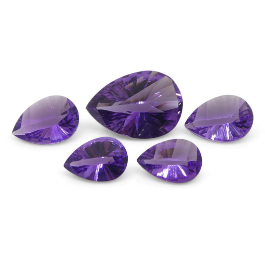 9.75ct Pear Amethyst 'Gloria' Fantasy/Fancy Cut Pair - Skyjems Wholesale Gemstones