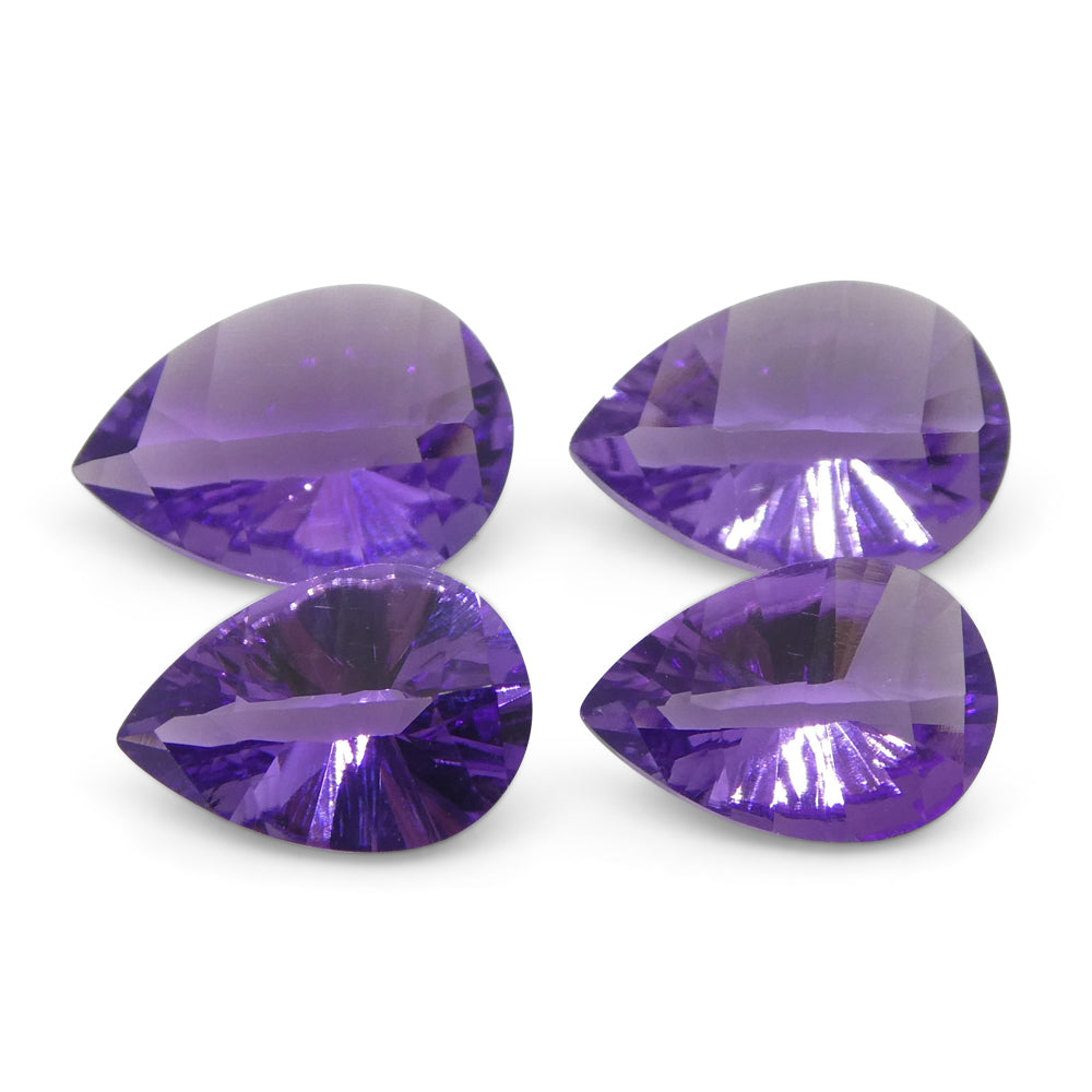 9.75ct Pear Amethyst 'Gloria' Fantasy/Fancy Cut Pair - Skyjems Wholesale Gemstones