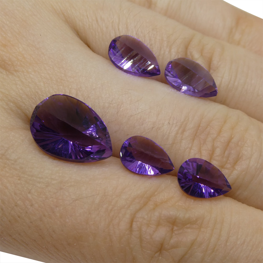 9.75ct Pear Amethyst 'Gloria' Fantasy/Fancy Cut Pair - Skyjems Wholesale Gemstones