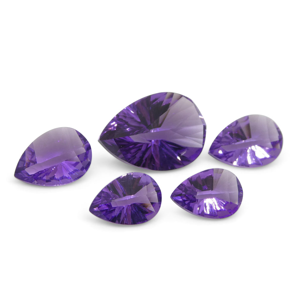 9.75ct Pear Amethyst 'Gloria' Fantasy/Fancy Cut Pair - Skyjems Wholesale Gemstones