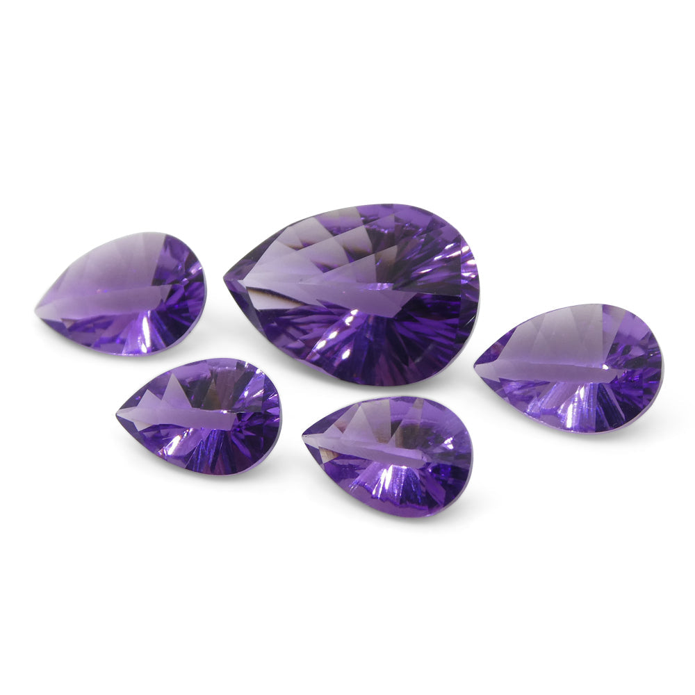 9.75ct Pear Amethyst 'Gloria' Fantasy/Fancy Cut Pair - Skyjems Wholesale Gemstones