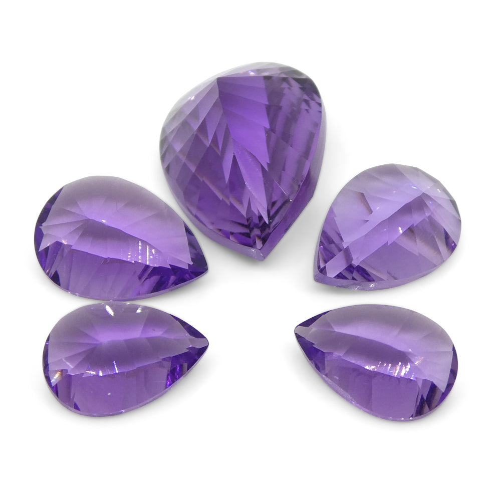 9.75ct Pear Amethyst 'Gloria' Fantasy/Fancy Cut Pair - Skyjems Wholesale Gemstones