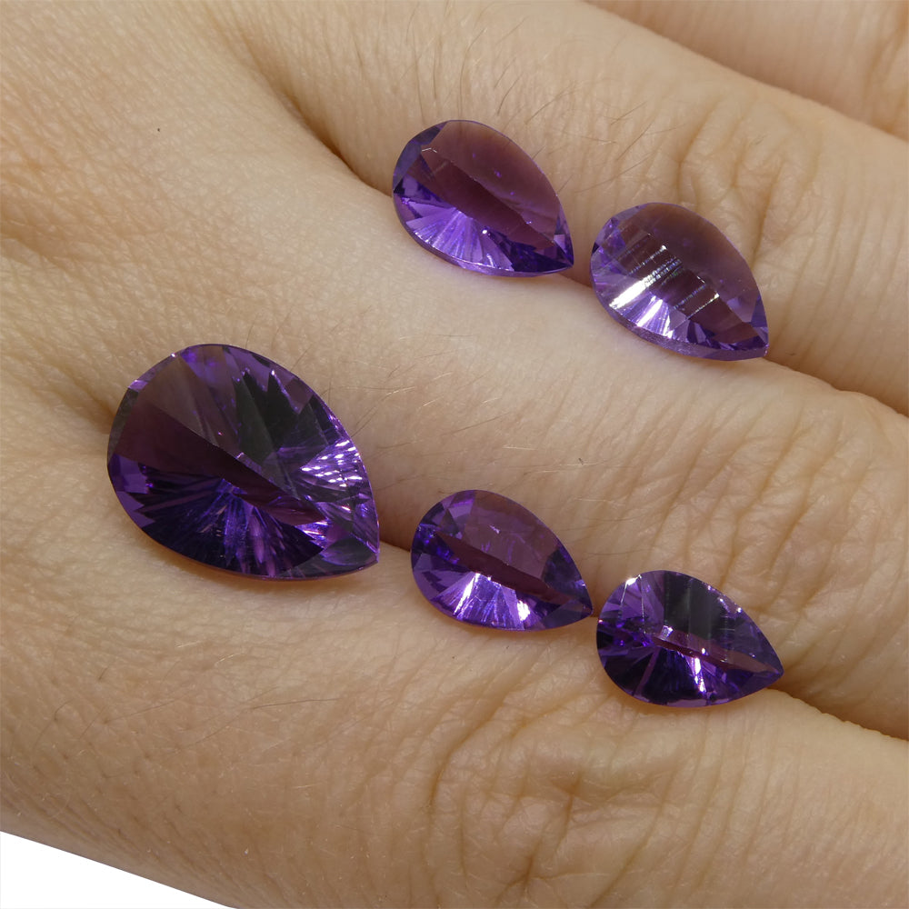 9.75ct Pear Amethyst 'Gloria' Fantasy/Fancy Cut Pair - Skyjems Wholesale Gemstones