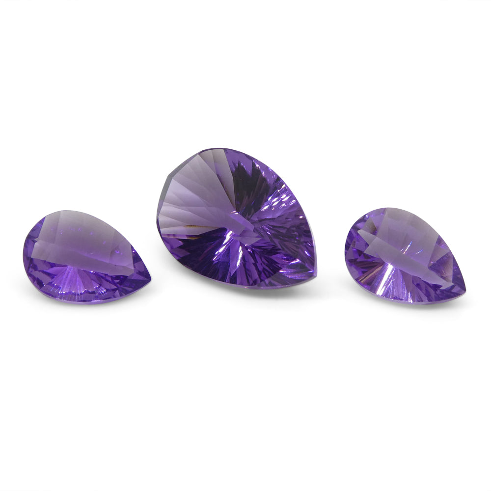 9.75ct Pear Amethyst 'Gloria' Fantasy/Fancy Cut Pair - Skyjems Wholesale Gemstones