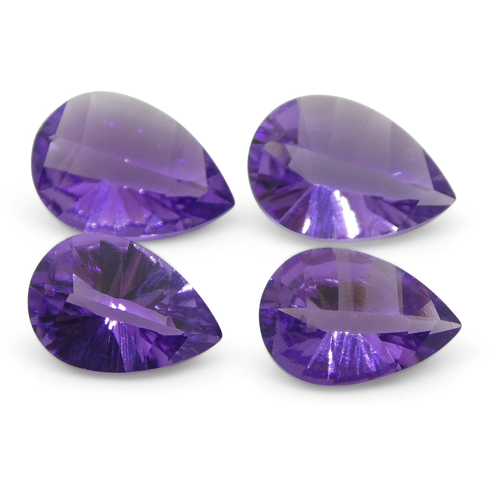 9.75ct Pear Amethyst 'Gloria' Fantasy/Fancy Cut Pair - Skyjems Wholesale Gemstones