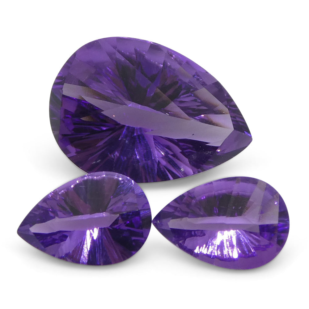 9.75ct Pear Amethyst 'Gloria' Fantasy/Fancy Cut Pair - Skyjems Wholesale Gemstones