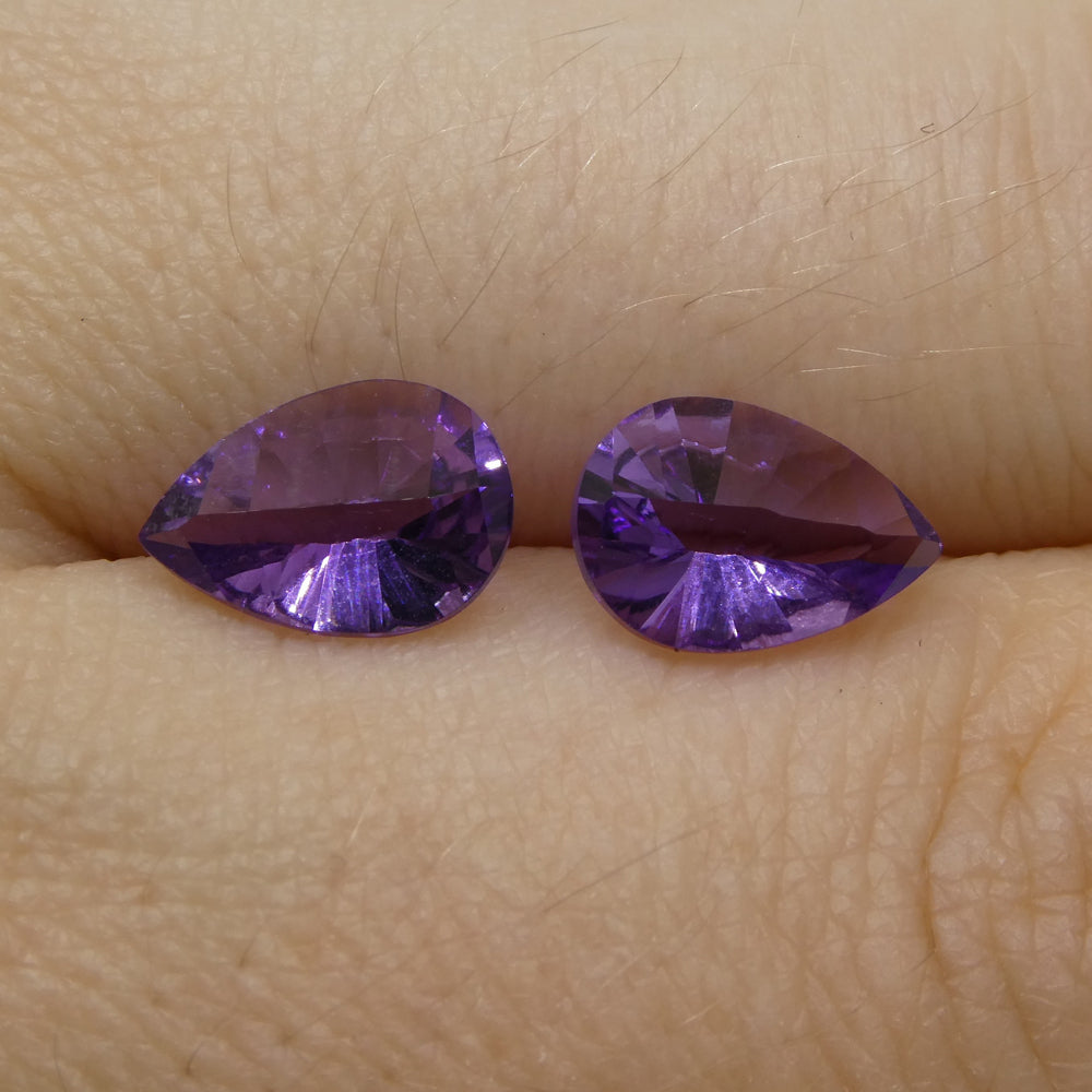 2ct Pear Amethyst 'Gloria' Fantasy/Fancy Cut Pair - Skyjems Wholesale Gemstones