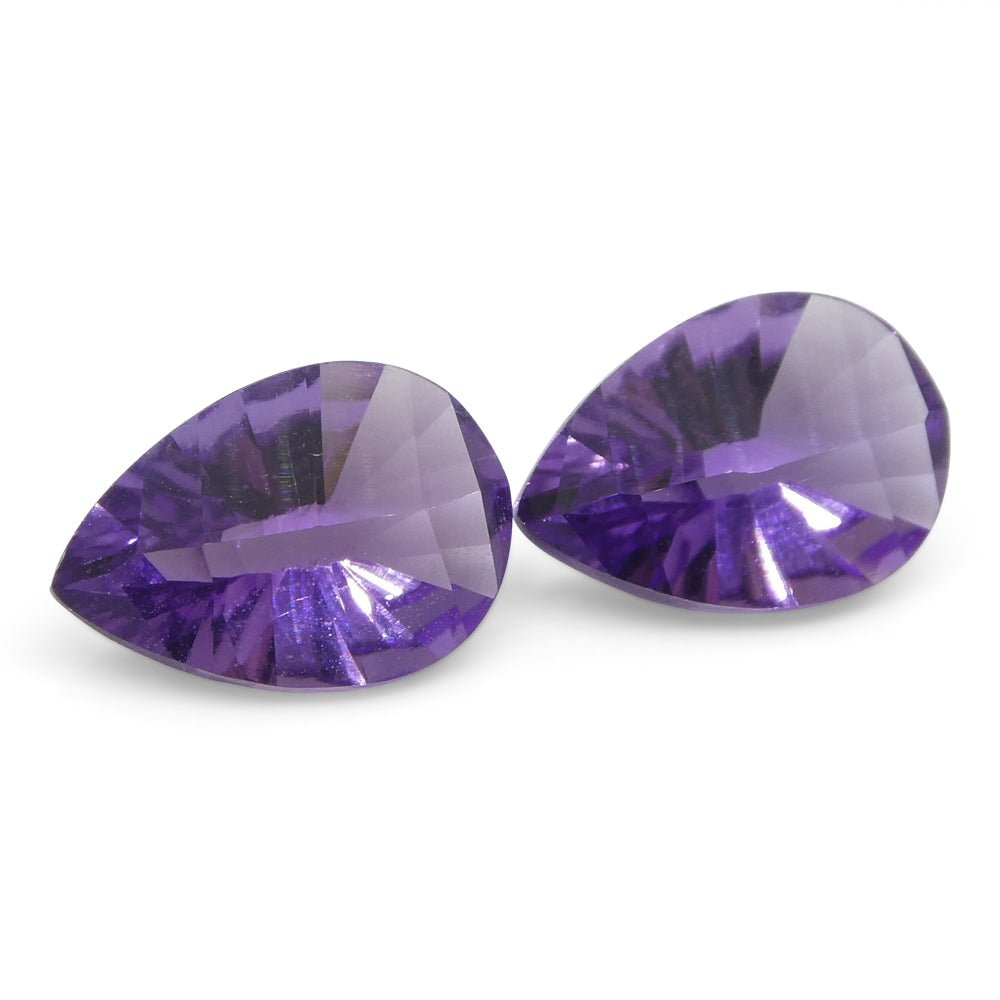 2ct Pear Amethyst 'Gloria' Fantasy/Fancy Cut Pair - Skyjems Wholesale Gemstones