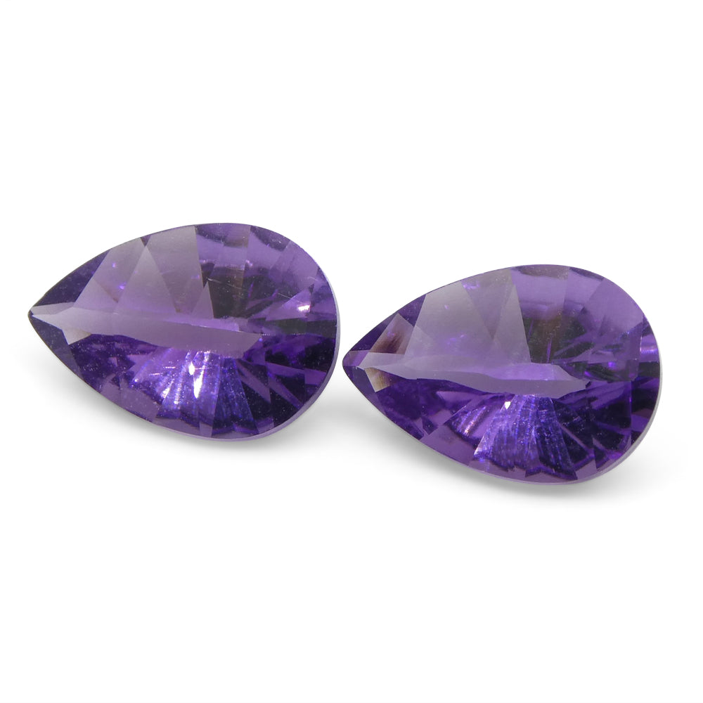 2ct Pear Amethyst 'Gloria' Fantasy/Fancy Cut Pair - Skyjems Wholesale Gemstones