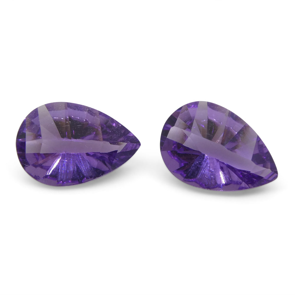 2ct Pear Amethyst 'Gloria' Fantasy/Fancy Cut Pair - Skyjems Wholesale Gemstones