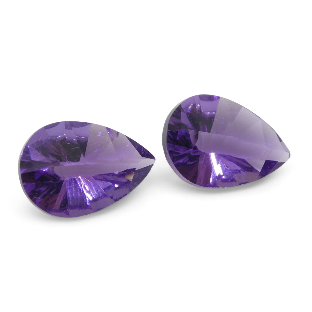 2ct Pear Amethyst 'Gloria' Fantasy/Fancy Cut Pair - Skyjems Wholesale Gemstones