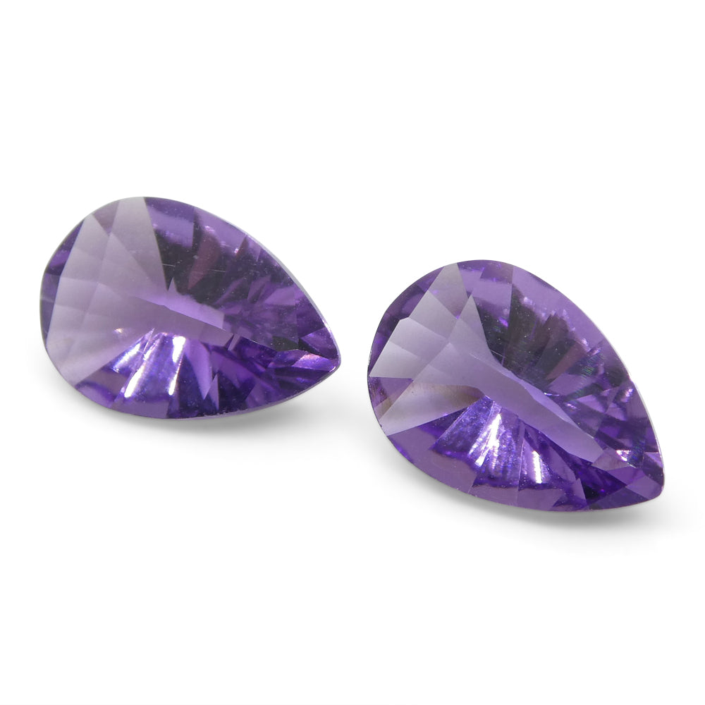 2ct Pear Amethyst 'Gloria' Fantasy/Fancy Cut Pair - Skyjems Wholesale Gemstones