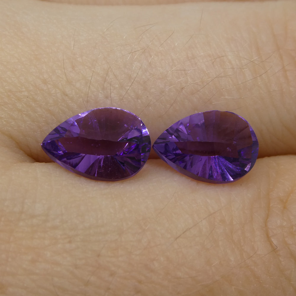 3.25ct Pear Amethyst 'Gloria' Fantasy/Fancy Cut Pair - Skyjems Wholesale Gemstones