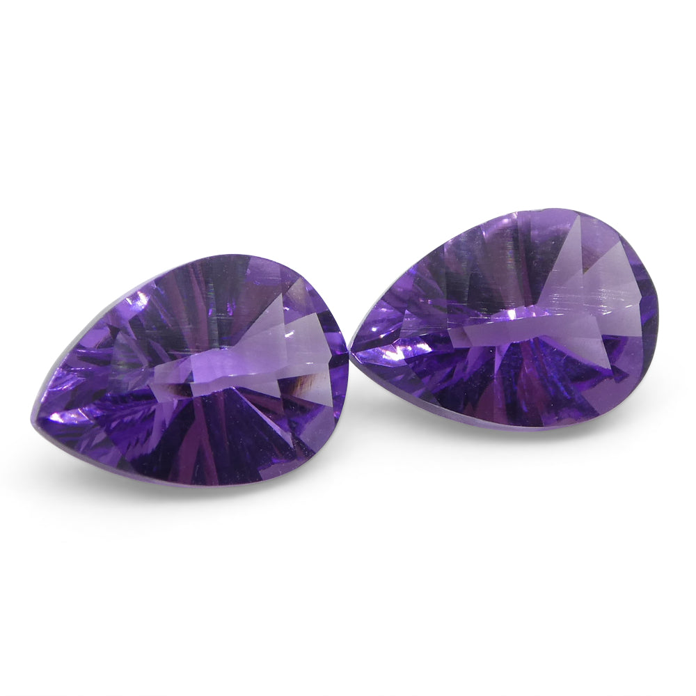 3.25ct Pear Amethyst 'Gloria' Fantasy/Fancy Cut Pair - Skyjems Wholesale Gemstones