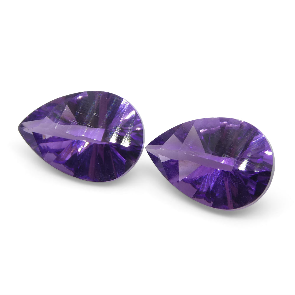 3.25ct Pear Amethyst 'Gloria' Fantasy/Fancy Cut Pair - Skyjems Wholesale Gemstones